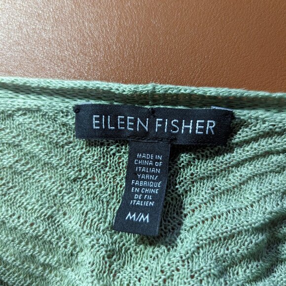 Eileen Fisher Celadon Green Hemp Open Front Longline Cardigan Duster Medium - Picture 7 of 7